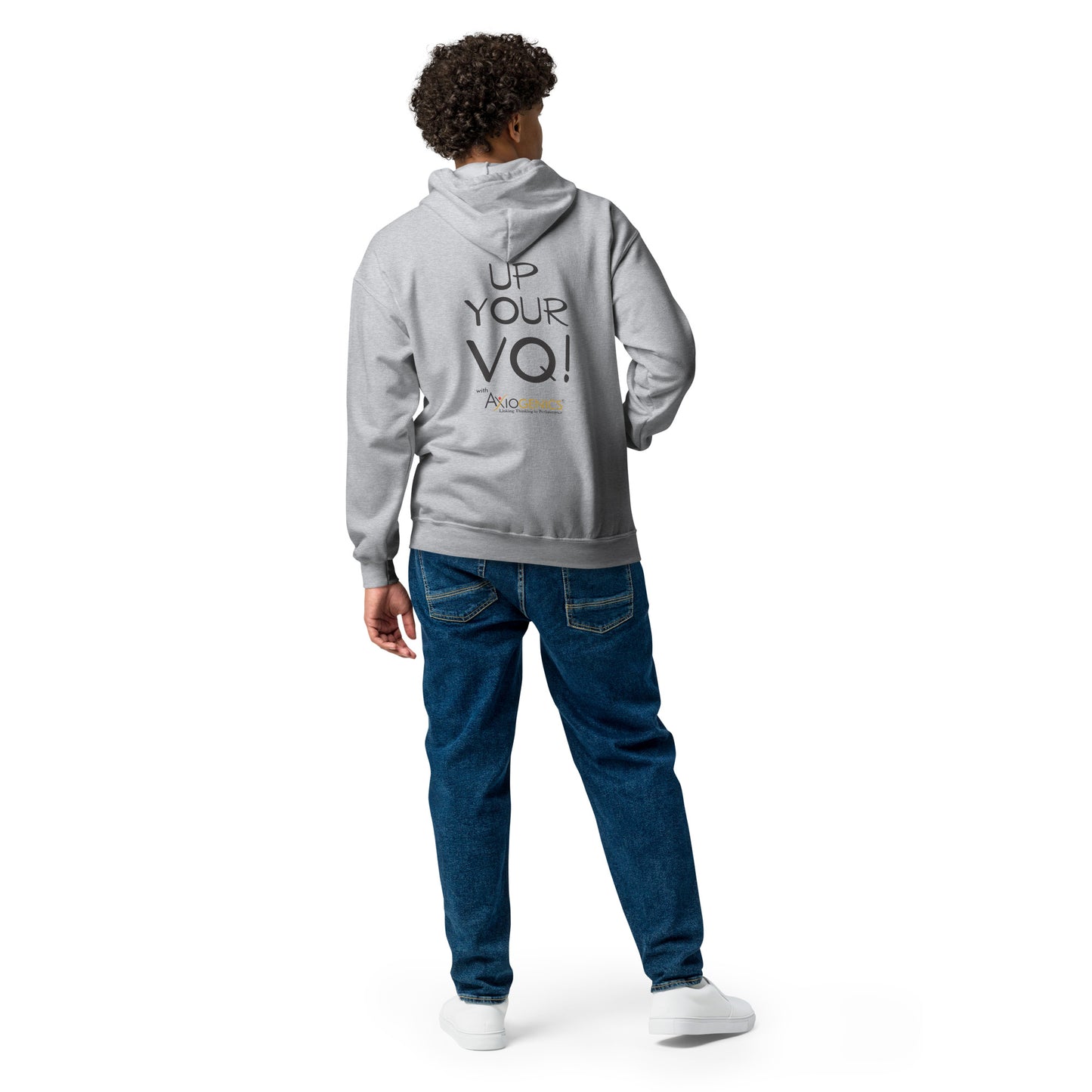 Unisex heavy blend zip hoodie w/ Up Your VQ on back Embroidered Partner Logo on Front