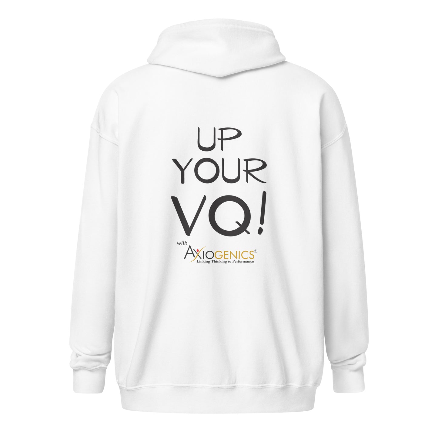 Unisex heavy blend zip hoodie w/ Up Your VQ on back Embroidered Partner Logo on Front