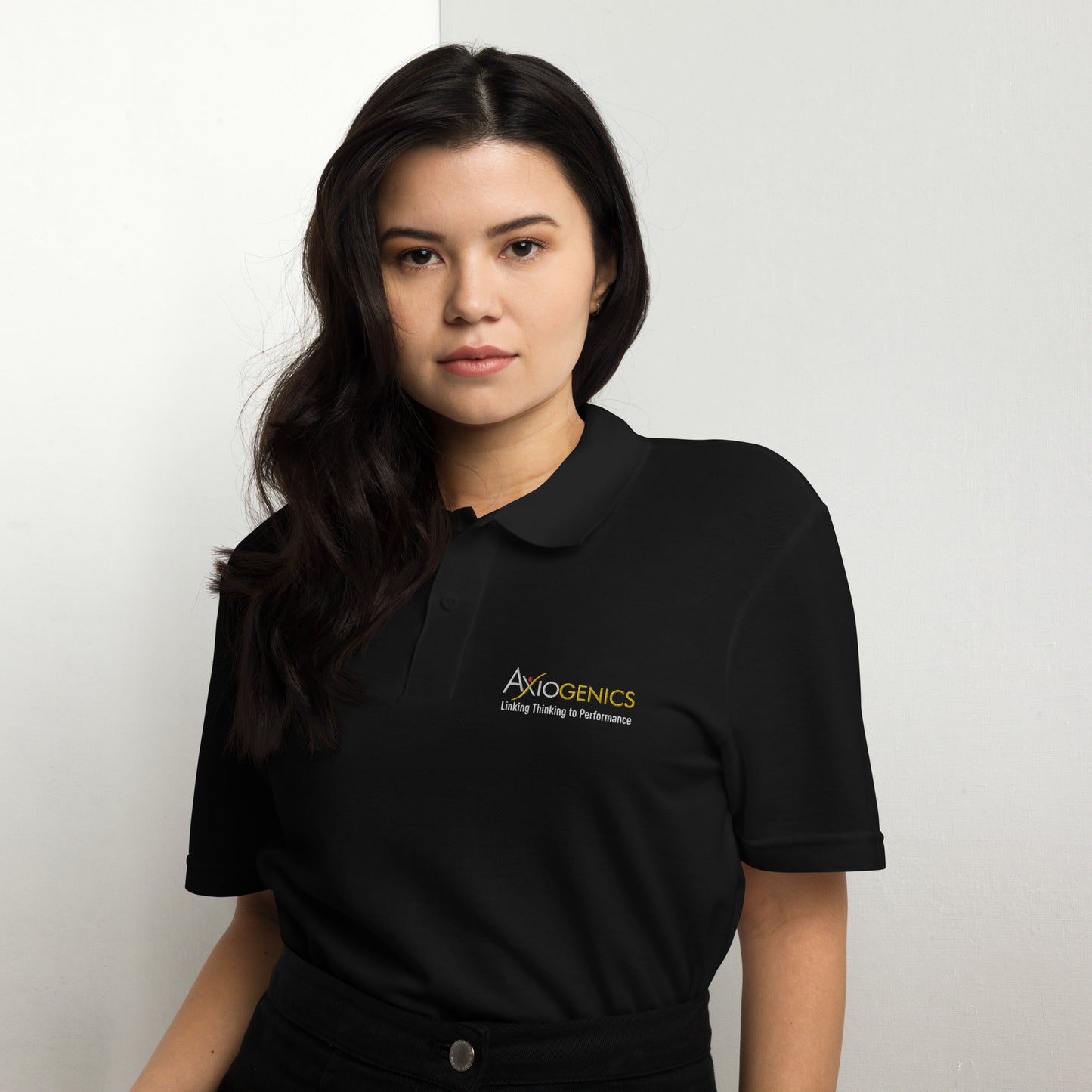 Unisex pique polo shirt w/Axiogenics Logo Embroidered