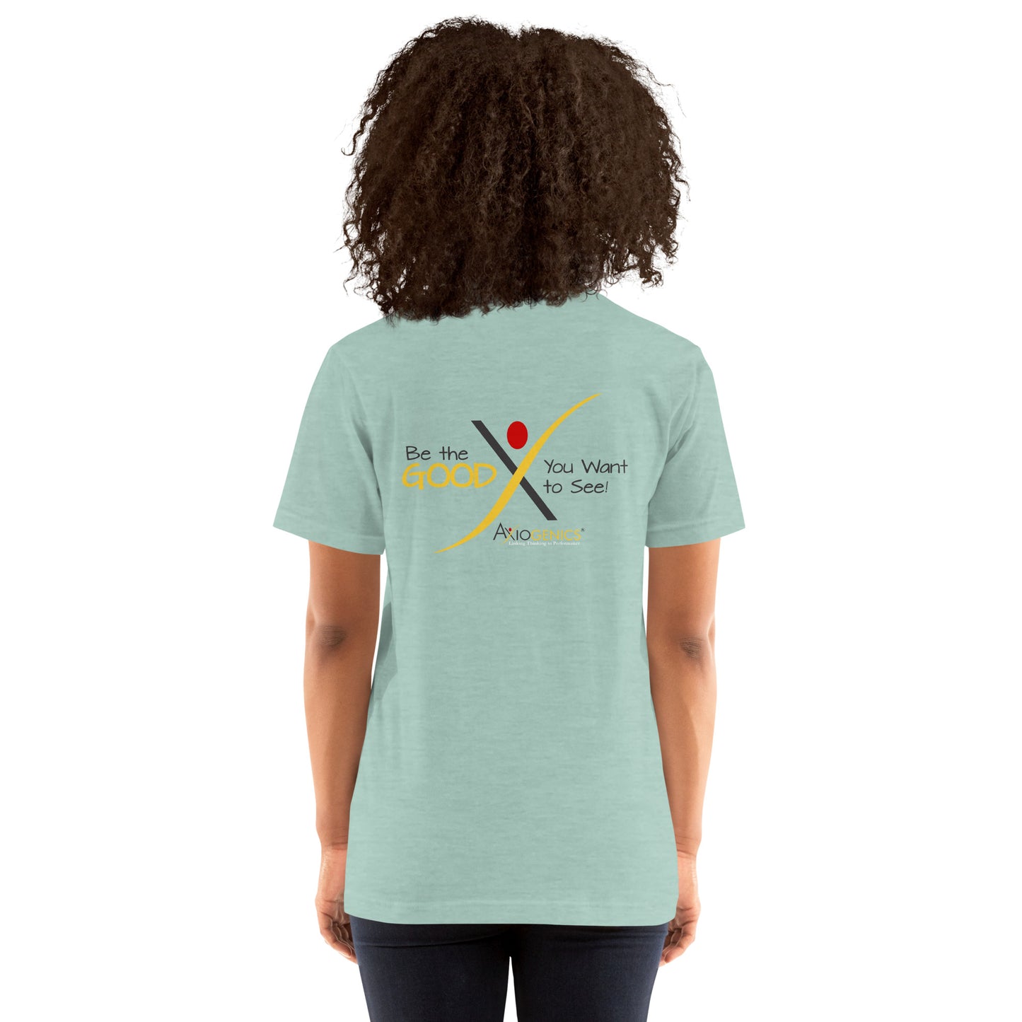 Light-Colored Short-Sleeve Unisex T-Shirt: Certified Partner & Logo on Front, Be the Good.. on back