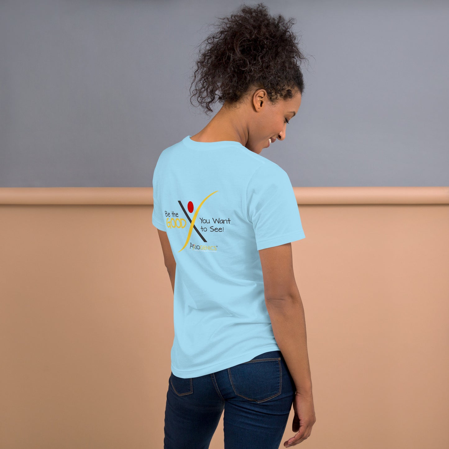 Light-Colored Short-Sleeve Unisex T-Shirt: Certified Partner & Logo on Front, Be the Good.. on back