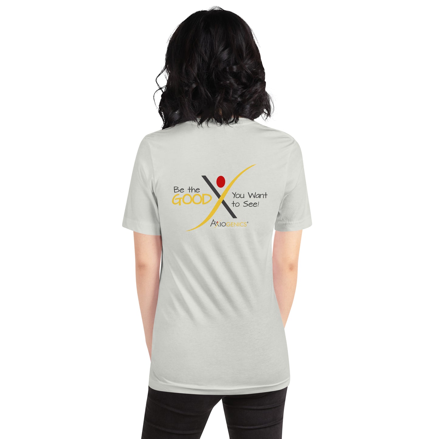 Light-Colored Short-Sleeve Unisex T-Shirt: Certified Partner & Logo on Front, Be the Good.. on back