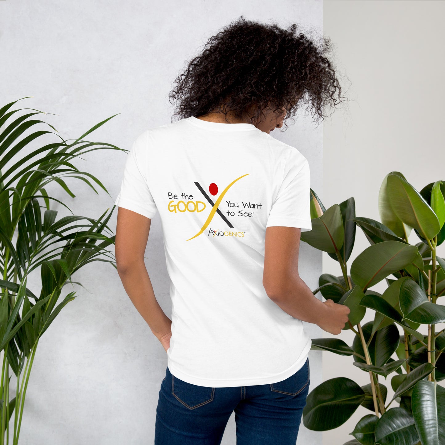 Light-Colored Short-Sleeve Unisex T-Shirt: Certified Partner & Logo on Front, Be the Good.. on back
