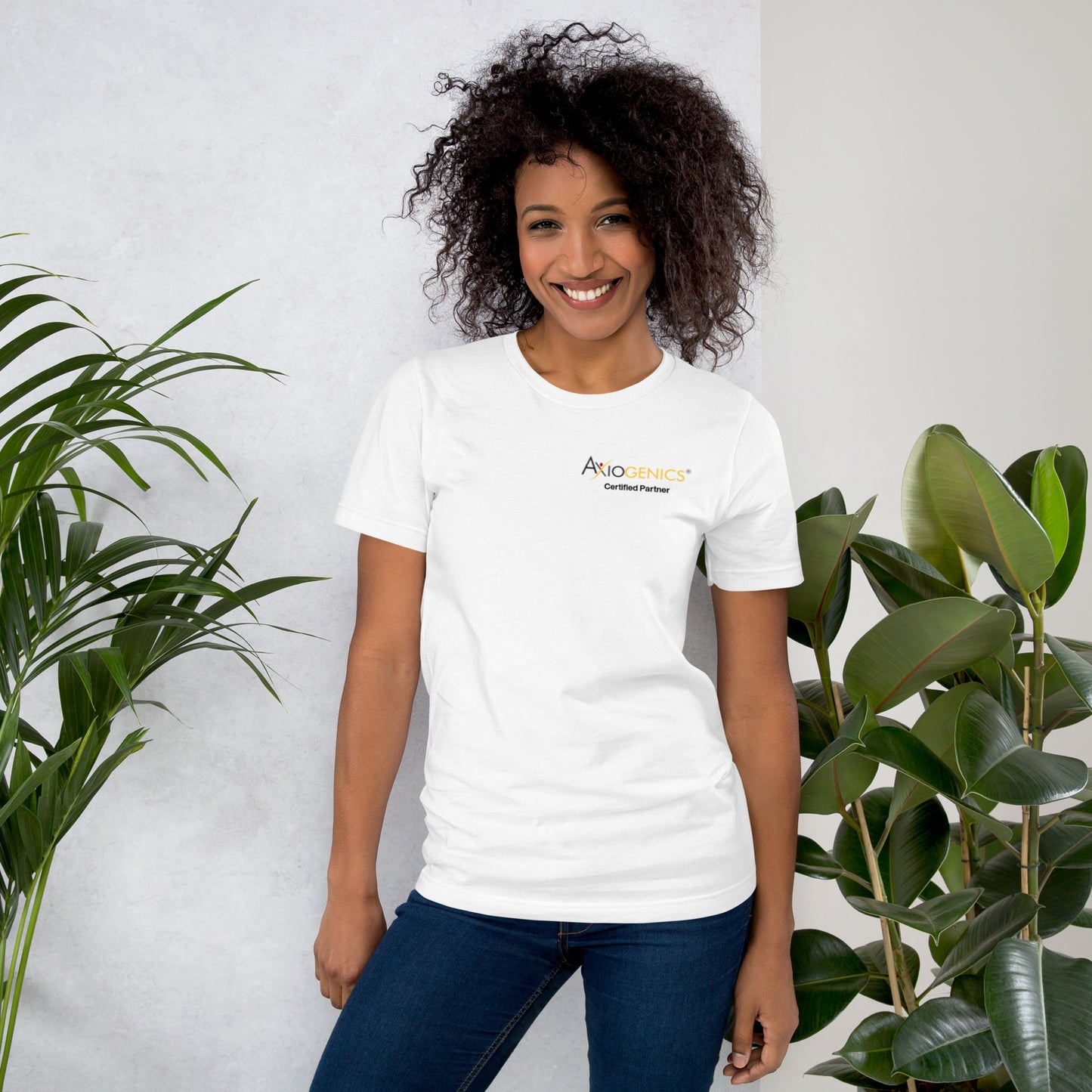 Light-Colored Short-Sleeve Unisex T-Shirt: Certified Partner & Logo on Front, Be the Good.. on back