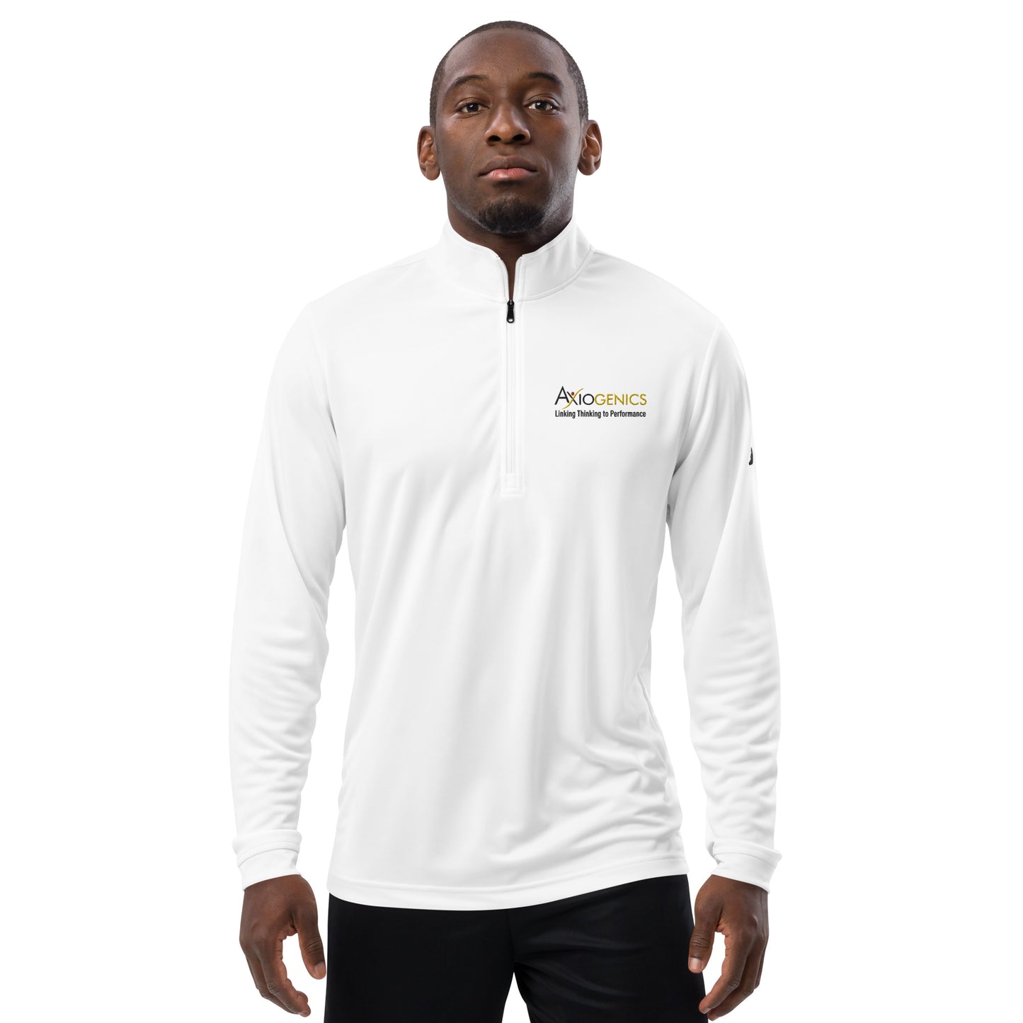 White Quarter Zip Pullover with Embroidered Partner Logo on Front