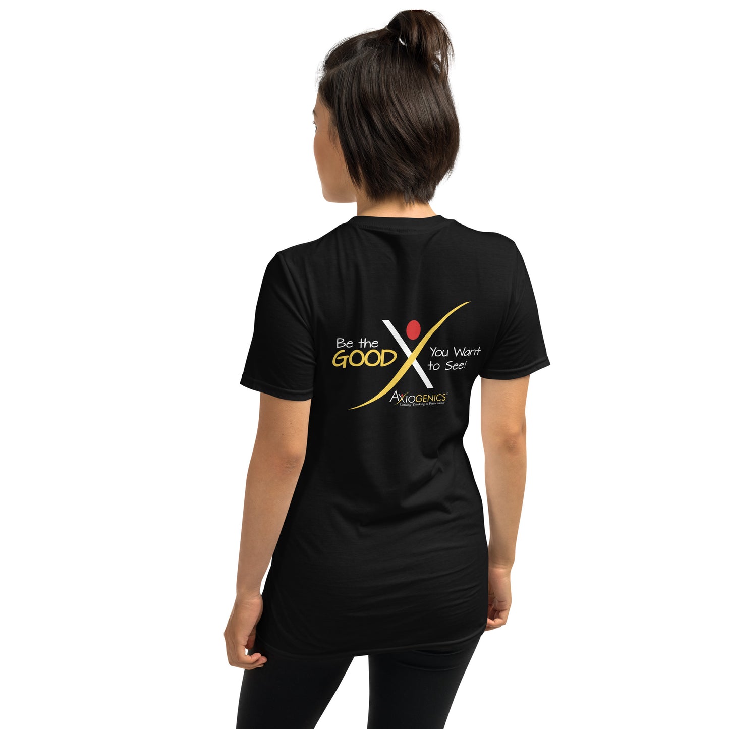 Short-Sleeve Unisex T-Shirt Partner Logo front, Be the Good.. back