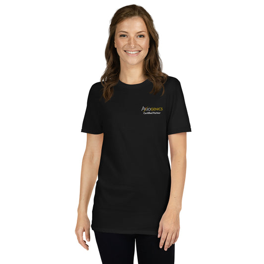 Short-Sleeve Unisex T-Shirt Partner Logo front, Be the Good.. back