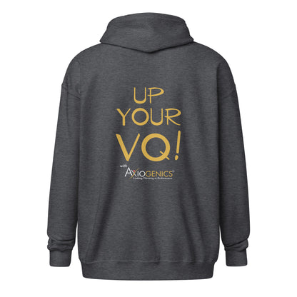 Unisex heavy blend zip-up hoodie w/Partner Logo Embroidered on front and "Up Your VQ" printed on back