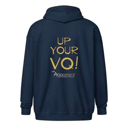 Unisex heavy blend zip-up hoodie w/Partner Logo Embroidered on front and "Up Your VQ" printed on back