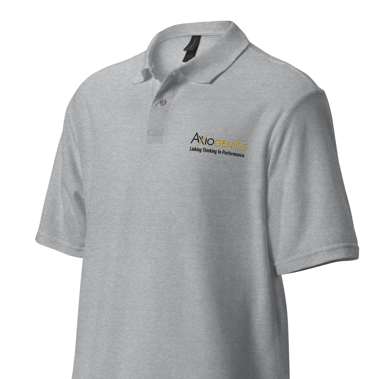 Unisex pique polo shirt w/ Axiogenics Logo and Tag line