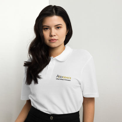 Unisex pique polo shirt w/ Axiogenics Logo and Tag line