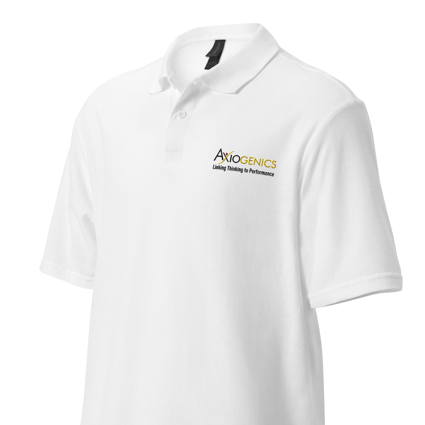 Unisex pique polo shirt w/ Axiogenics Logo and Tag line