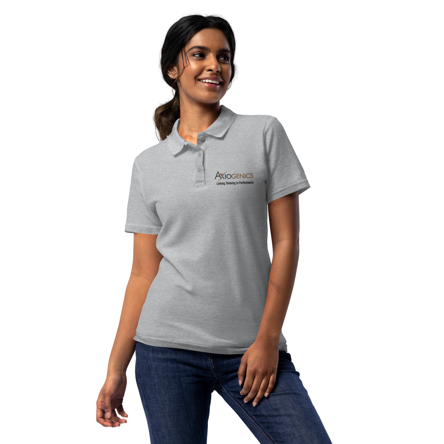 Women’s pique polo shirt (White or Grey)